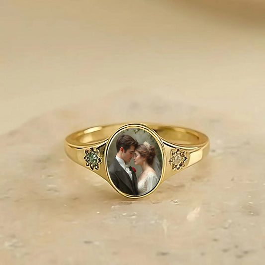 Personalized Birthstone Photo Ring