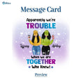 Load image into Gallery viewer, Besties Apparently We're Trouble Necklace With Personalized Message Card (9 Necklace Designs) - Name, Skin, Hair, Clothes, Drink, Background and Quote can be customized