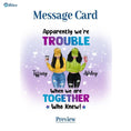 Load image into Gallery viewer, Besties Apparently We're Trouble Necklace With Personalized Message Card (9 Necklace Designs) - Name, Skin, Hair, Clothes, Drink, Background and Quote can be customized
