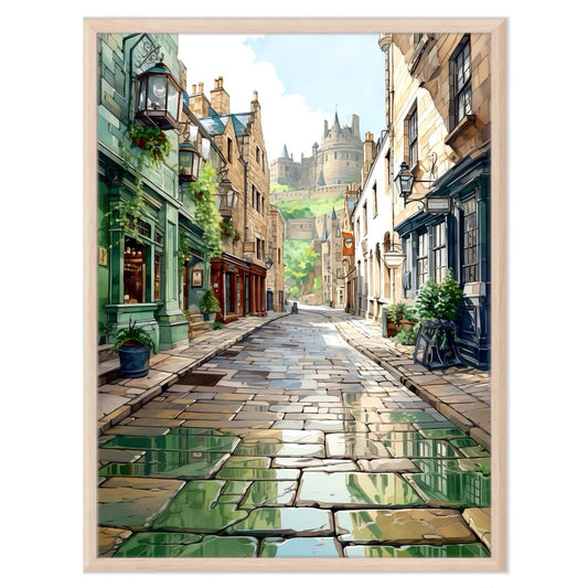 Edinburgh painting art print, Edinburgh castle, Edinburgh art, Scotland illustration, Edinburgh travel gift poster, Scotland art, Unframed