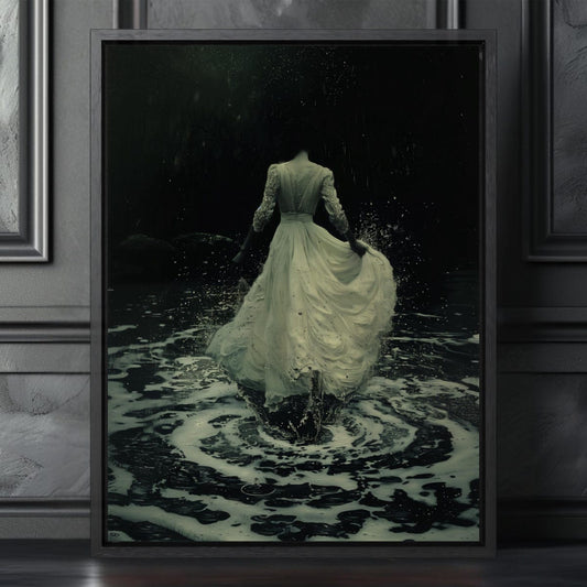 Dark Romantic Moody Art Print – Haunting Woman Wall Art, Dramatic Aesthetic Room Decor, 5 Size, 8x12 to 27x40 inch, Unframed