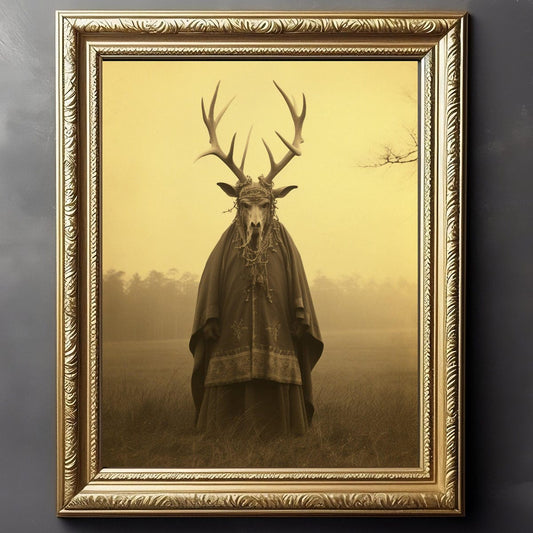 Druid in the Field Poster, Vintage Gothic Photograph Print, Witchy Pagan Wall Art, Occult Home Decor Artwork, Unframed