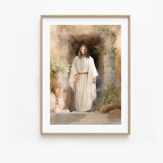 Jesus Christ Printing: He Is Risen, Easter Decor , Room Decor, Unframed 5 size, 8x12 to 27x40 inch