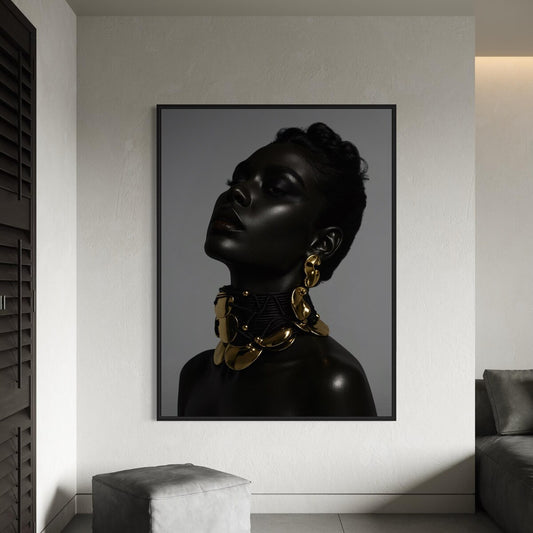 Black Female Afrocentric Jewelry Art, Luxury Fashion Black Art, Black Woman & Girl Wall Prints, African American Art, Unframed, Room Decor