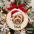 Load image into Gallery viewer, Personalized Pet Embroidery Ornament | Custom Dog Portrait Hoop | Christmas Tree Decoration