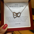 Load image into Gallery viewer, To My Beautiful Mom On My Wedding Day Interlocking Hearts Necklace