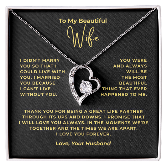 To My Beautiful Wife Interlocking Hearts Necklace