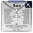 Load image into Gallery viewer, Personalized To My Son Cross with Cuban Link Chain