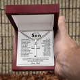 Load image into Gallery viewer, Personalized To My Son Cross with Cuban Link Chain