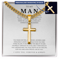 Load image into Gallery viewer, Personalized To My Man Cross with Cuban Link Chain