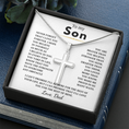 Load image into Gallery viewer, To My Son Artisan Cross Necklace with Snake Chain