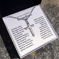 Load image into Gallery viewer, To My Dearest Grandson Artisan Cross Necklace with Snake Chain