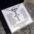 Load image into Gallery viewer, To My Son Artisan Cross Necklace with Snake Chain