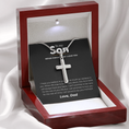 Load image into Gallery viewer, To My Son Artisan Cross Necklace with Snake Chain