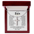 Load image into Gallery viewer, To My Son Artisan Cross Necklace with Snake Chain