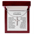 Load image into Gallery viewer, To My Dearest Grandson Artisan Cross Necklace with Snake Chain
