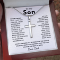 Load image into Gallery viewer, To My Son Artisan Cross Necklace with Snake Chain