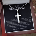 Load image into Gallery viewer, To My Soulmate Cross Necklace with Snake Chain