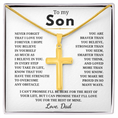 Load image into Gallery viewer, To My Son Artisan Cross Necklace with Snake Chain