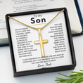 Load image into Gallery viewer, To My Son Artisan Cross Necklace with Snake Chain