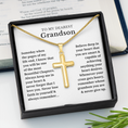 Load image into Gallery viewer, To My Dearest Grandson Artisan Cross Necklace with Snake Chain