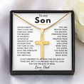 Load image into Gallery viewer, To My Son Artisan Cross Necklace with Snake Chain