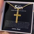 Load image into Gallery viewer, To My Son Artisan Cross Necklace with Snake Chain