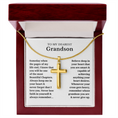 Load image into Gallery viewer, To My Dearest Grandson Artisan Cross Necklace with Snake Chain