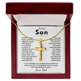 Load image into Gallery viewer, To My Son Artisan Cross Necklace with Snake Chain