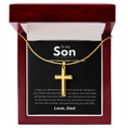 Load image into Gallery viewer, To My Son Artisan Cross Necklace with Snake Chain