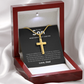 Load image into Gallery viewer, To My Son Artisan Cross Necklace with Snake Chain