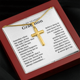 Load image into Gallery viewer, To My Dearest Grandson Artisan Cross Necklace with Snake Chain