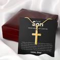 Load image into Gallery viewer, To My Son Artisan Cross Necklace with Snake Chain