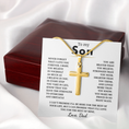 Load image into Gallery viewer, To My Son Artisan Cross Necklace with Snake Chain