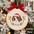 Load image into Gallery viewer, Personalized Pet Floral Wreath Embroidery Ornament | Custom Dog Portrait Hoop | Christmas Tree Decoration