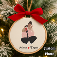 Load image into Gallery viewer, Personalized Couple Photo Embroidery Ornament Christmas Tree Decoration