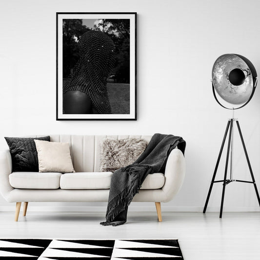 Black and White Fashion Photography – Elegant Woman Portrait Print, Modern Living Room Wall Art, Unframed