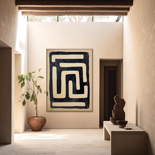 African Style Art, Tribal Black Beige Wall Tribal decor Housewarming Eco Friendly Gift, 5 size, 8x12 to 27x40 inch
