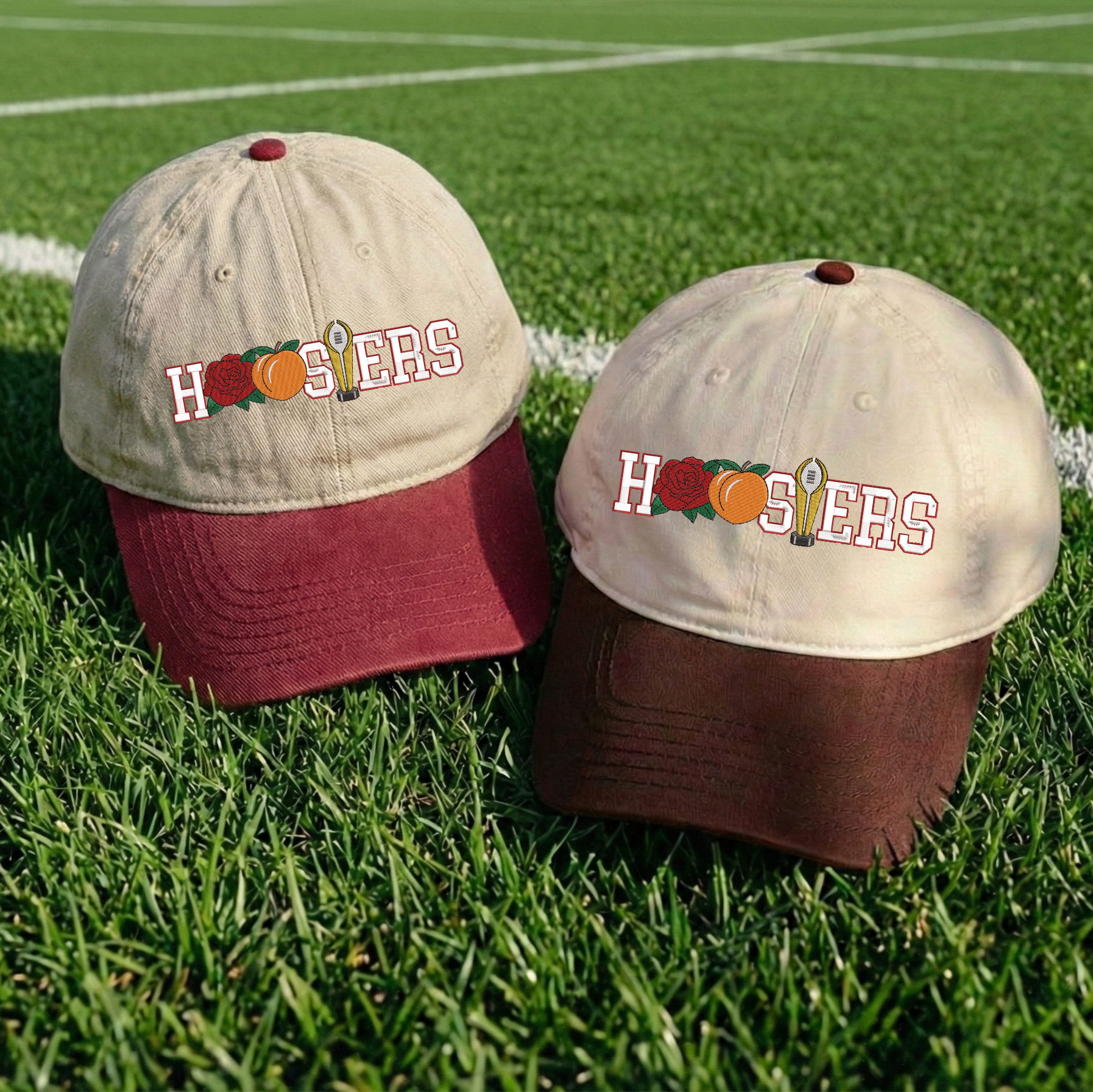 Embroidered Indiana Hoosiers Vintage Style Trucker Hat, Dyed Cap