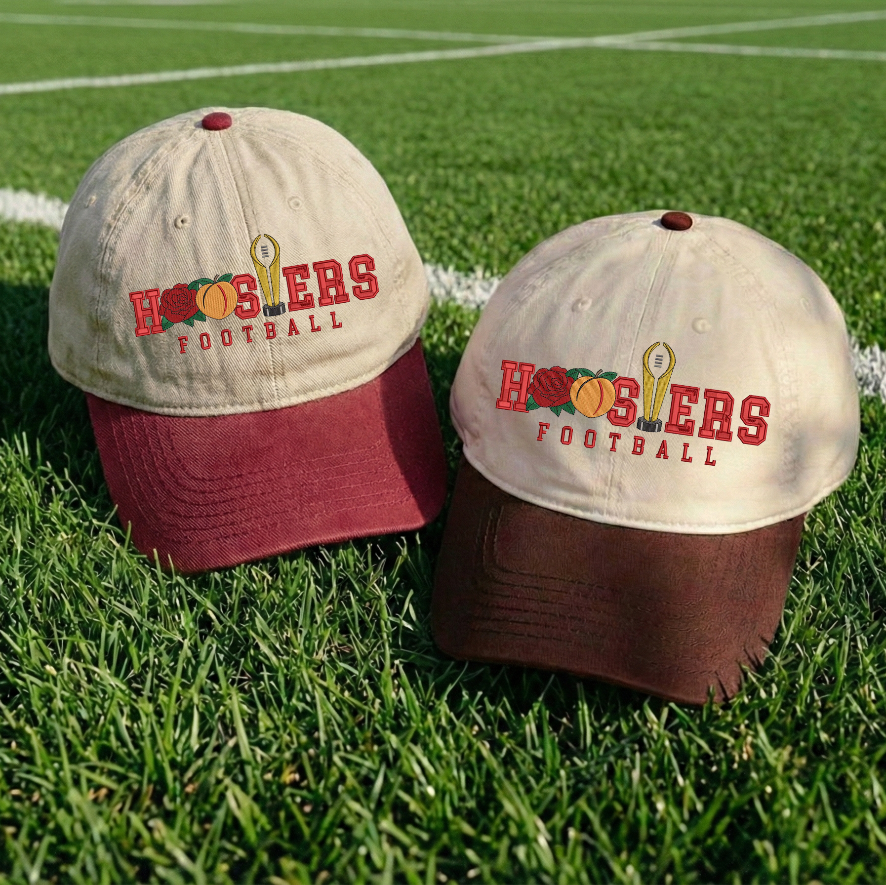 Embroidered Indiana Hoosiers Vintage Style Trucker Hat, Dyed Cap