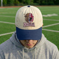 Load image into Gallery viewer, Embroidered Indiana Hoosiers Mascot And Helmet Vintage Style Trucker Hat, Dyed Cap
