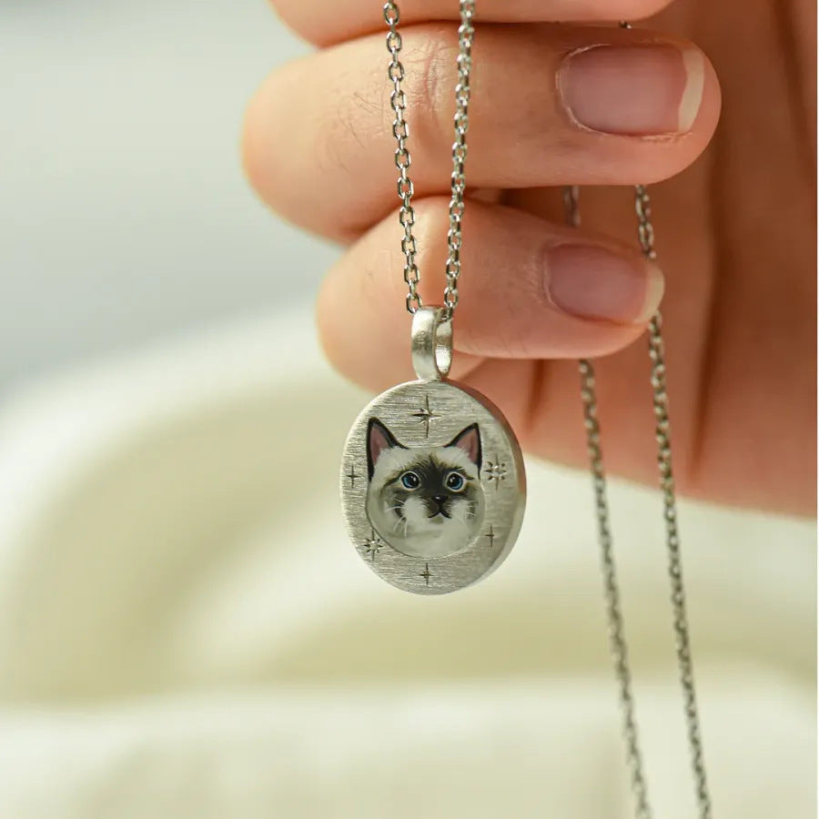 Personalized Photo and Birthstone Pet ID Tag - Engravable Pet Loss Jewelry - Stainless Steel Pet Keepsake Pendant