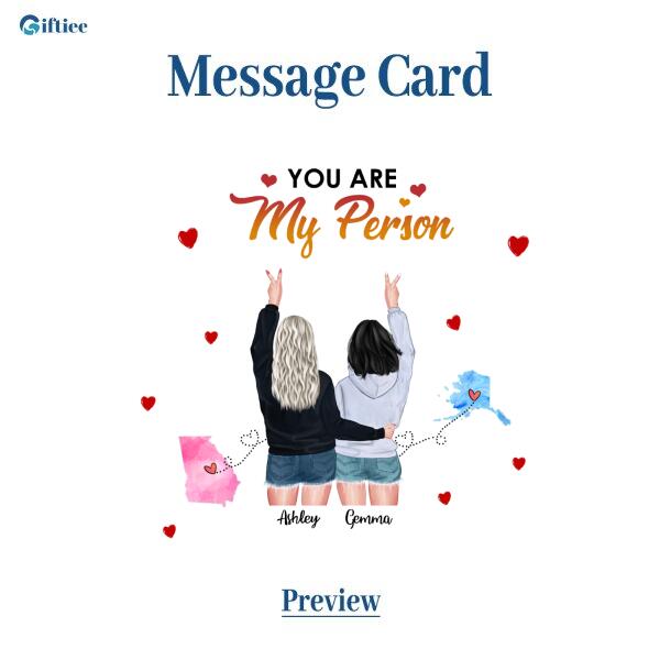 You Are My Person Necklace With Personalized Message Card (9 Necklace Designs) - Name, Skin, Hair, State, Quote can be customized