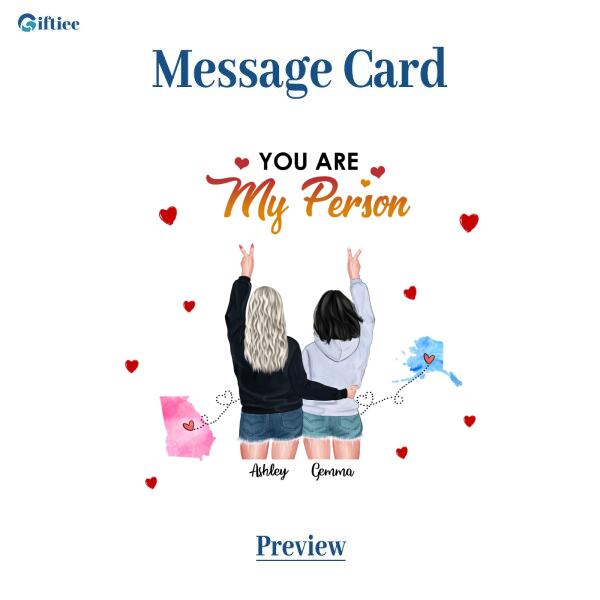 You Are My Person Necklace With Personalized Message Card (9 Necklace Designs) - Name, Skin, Hair, State, Quote can be customized
