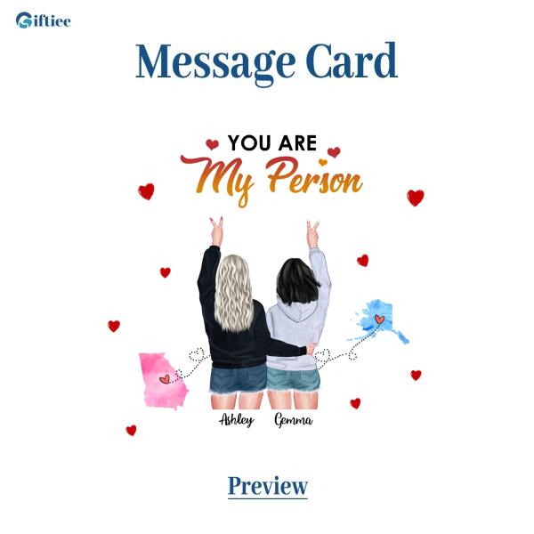 You Are My Person Necklace With Personalized Message Card (9 Necklace Designs) - Name, Skin, Hair, State, Quote can be customized