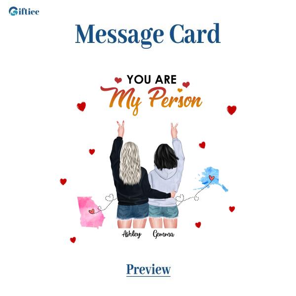 You Are My Person Necklace With Personalized Message Card (9 Necklace Designs) - Name, Skin, Hair, State, Quote can be customized