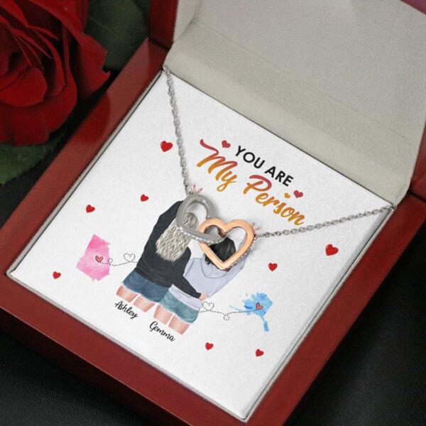 You Are My Person Necklace With Personalized Message Card (9 Necklace Designs) - Name, Skin, Hair, State, Quote can be customized