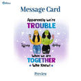 Load image into Gallery viewer, Besties Apparently We're Trouble Necklace With Personalized Message Card (9 Necklace Designs) - Name, Skin, Hair, Clothes, Drink, Background and Quote can be customized
