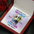 Load image into Gallery viewer, Besties Apparently We're Trouble Necklace With Personalized Message Card (9 Necklace Designs) - Name, Skin, Hair, Clothes, Drink, Background and Quote can be customized
