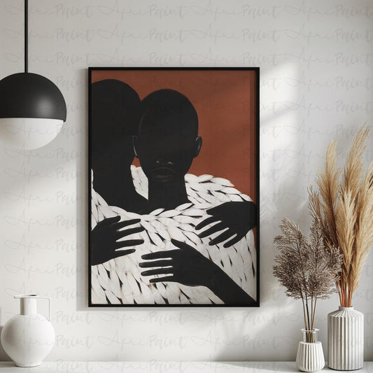 Unframed, Room Decor, Unity in Contrast Afrocentric Black Art Silhouette Wall Art Minimalist Abstract Poster Terracotta Print Modern Home Decor Black Artwork